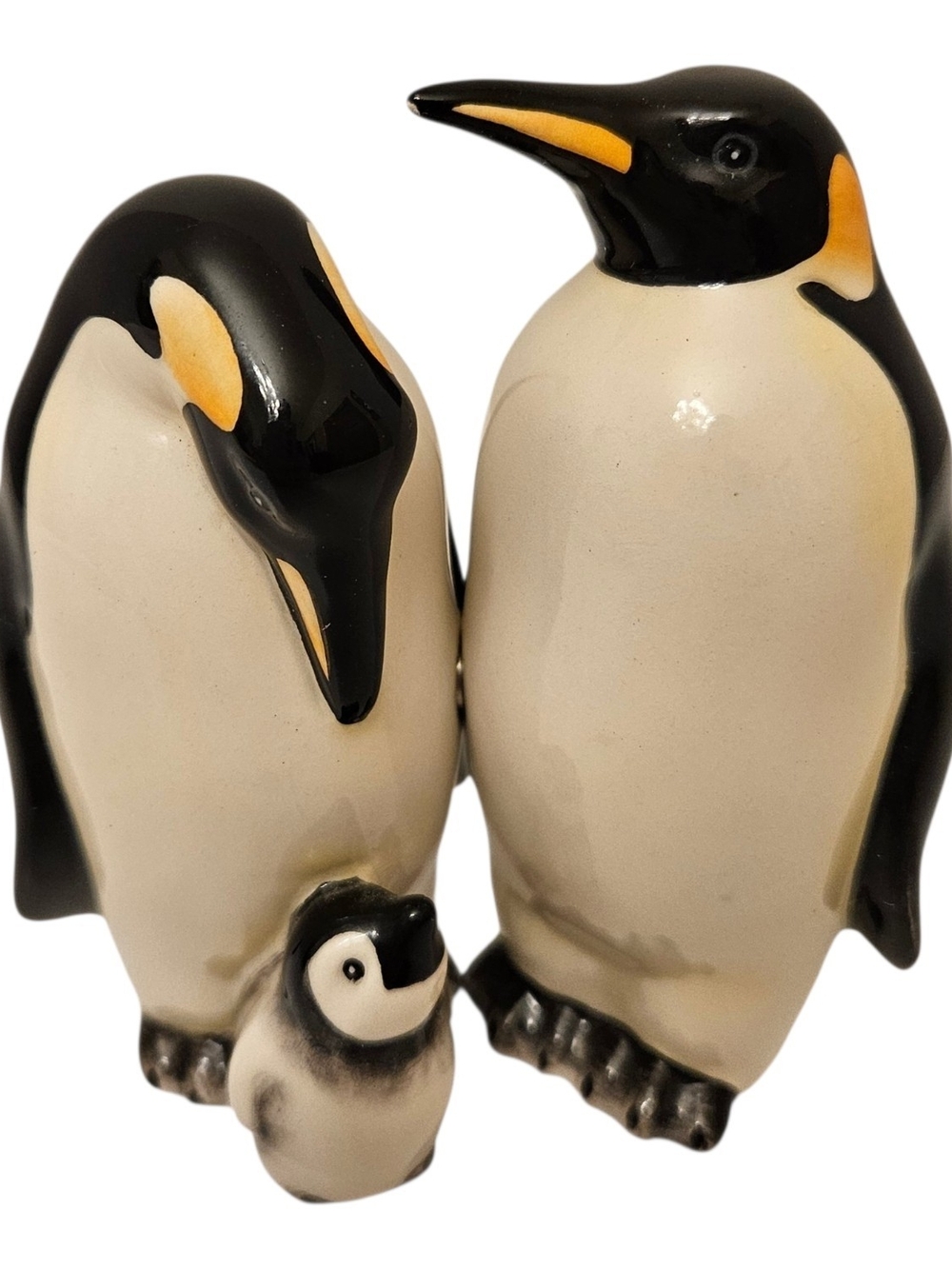 Ceramic Magnetic Penguin Family Salt and Pepper Shaker Vintage 3.5"
